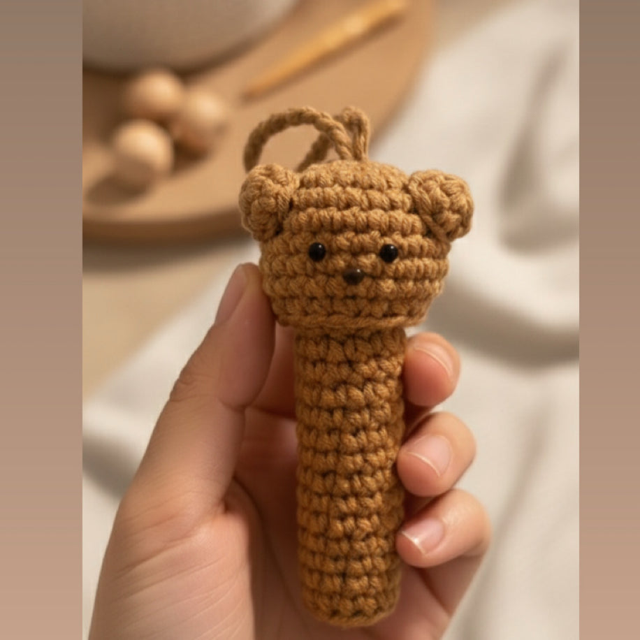 El Örgüsü Çiçekli Lipgloss ve Ruj Çantası